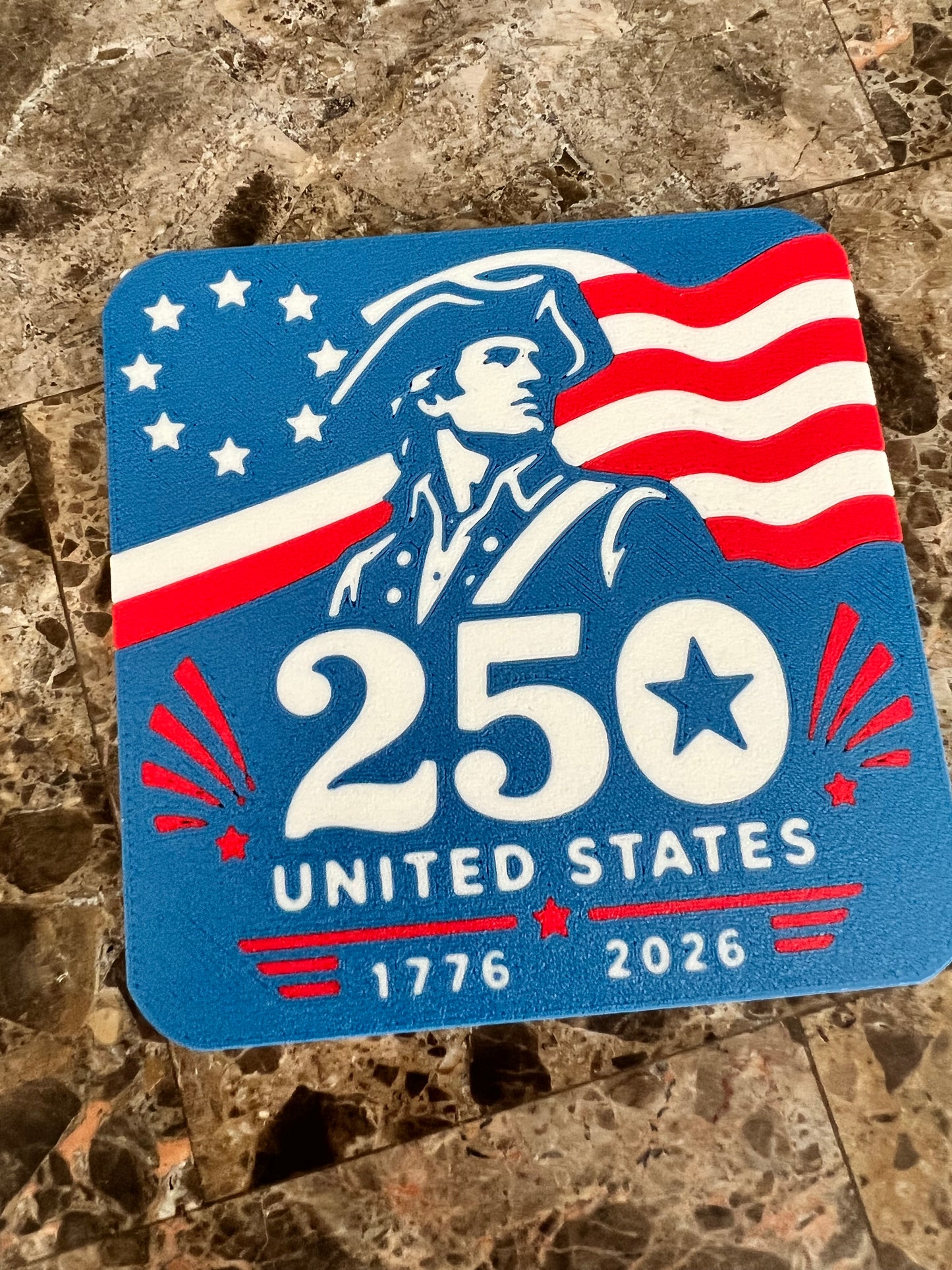 USA 250 Patriotic Coaster Set with Holder | America 250th Anniversary Drink Coasters (1776–2026)