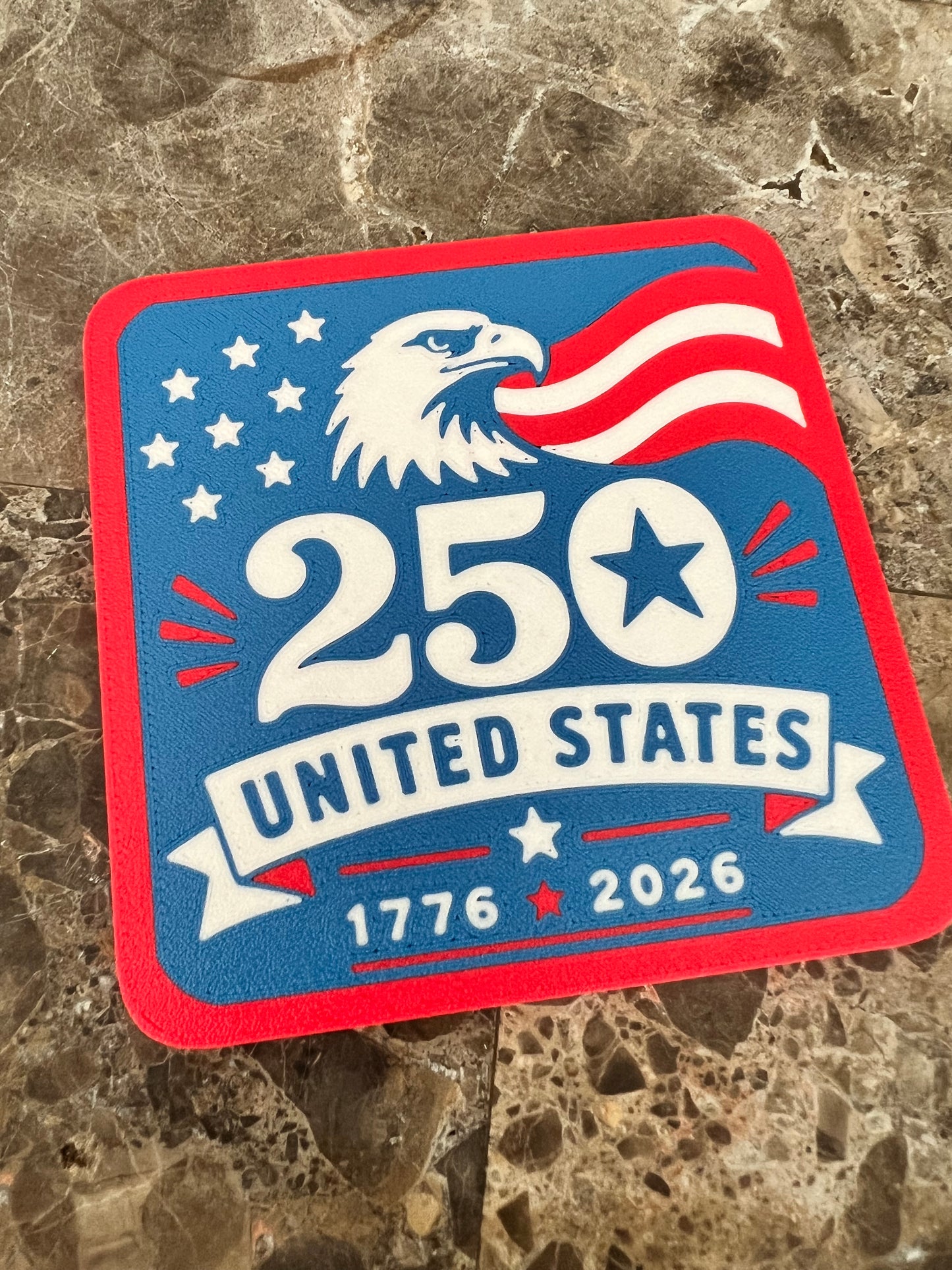 USA 250 Patriotic Coaster Set with Holder | America 250th Anniversary Drink Coasters (1776–2026)